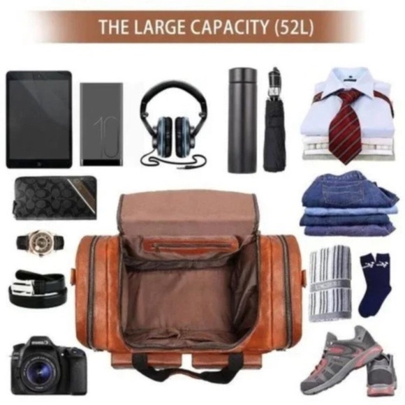 New Duffle Bag for Men Overnight Weekender Gym Bag with Shoe Compartment - Picture 5 of 7